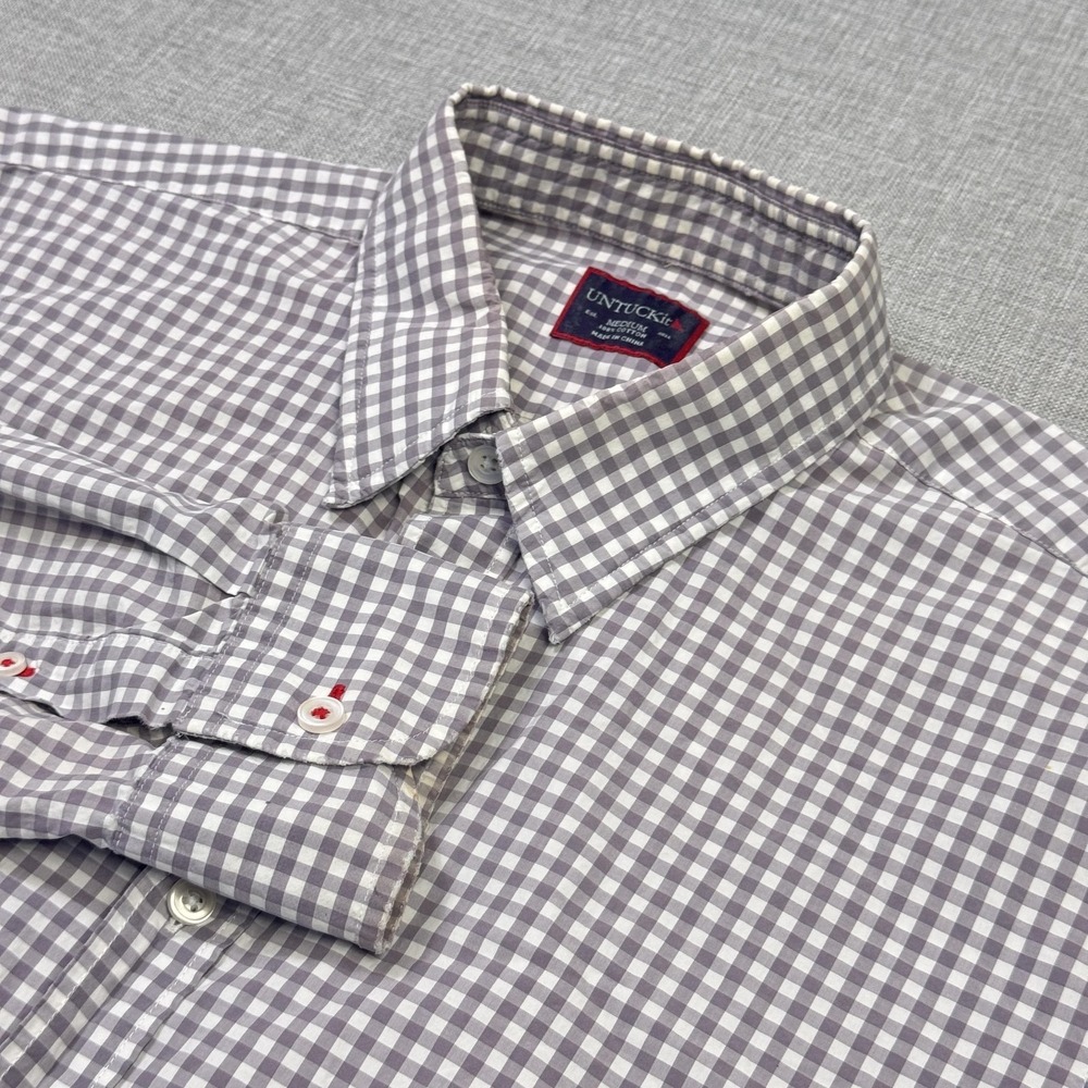 UNTUCKit Button-Up Dress Shirt Mens Medium Gray Check Long Sleeve Cotton